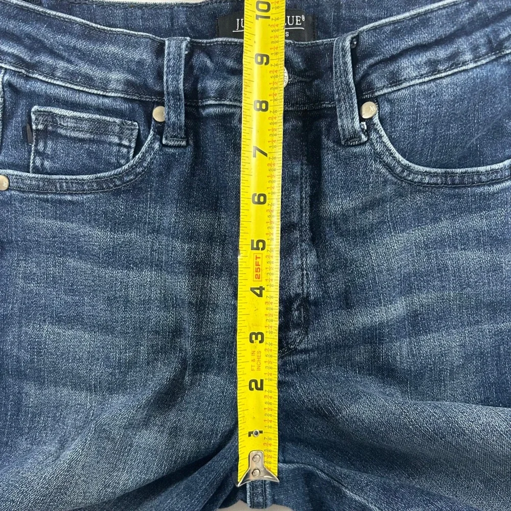 Judy Blue Jeans Womens 3/26 Blue High Rise Straight Raw Hem Stretch Denim